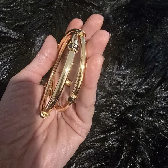 Chic Gold Bangle Bracelet Duo - Picture 7 of 12